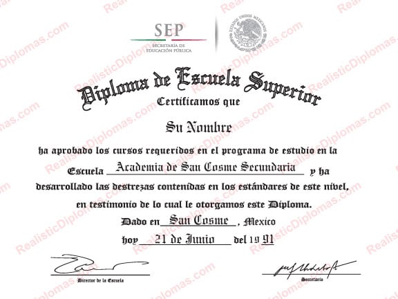 Fake Spanish Secondary School Diploma