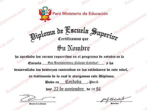 Fake Spanish Secondary School Diploma